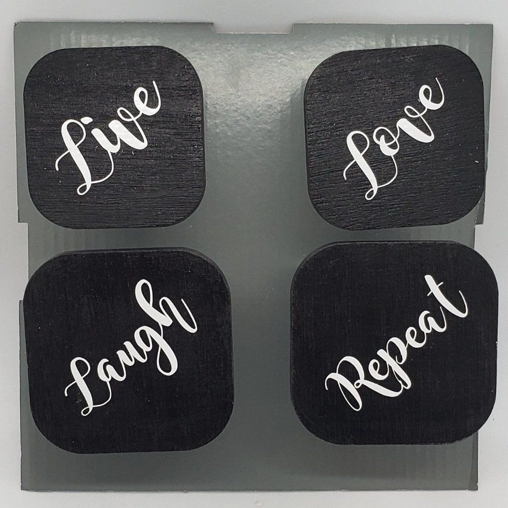Decorated & Hand Painted Wooden Hooks Labelled Live, Laugh, Love, Repeat